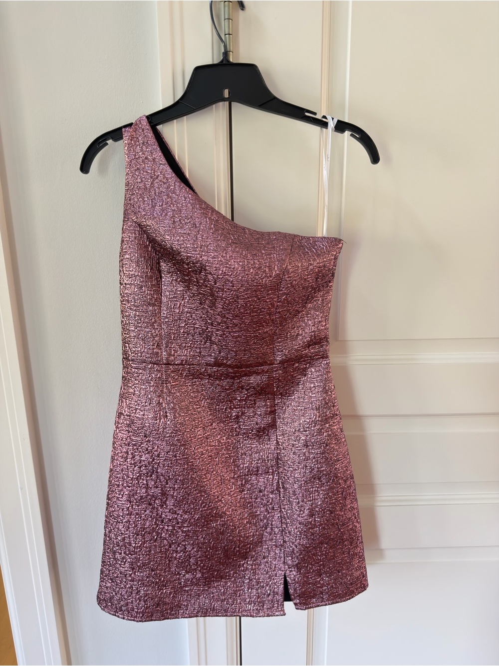 One-Shoulder Pink Metallic Cocktail Dress
